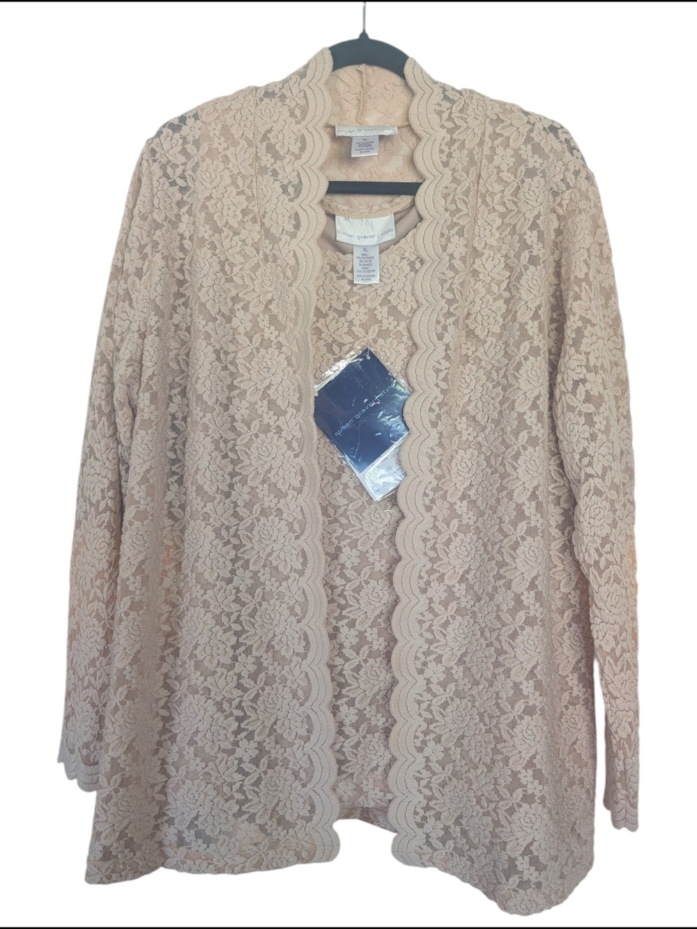 NWT - Susan Graver Lace Cardigan & Tank Set XL